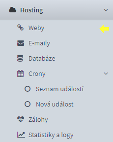 Položka Weby