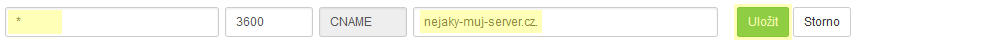 Vytvoření hvězdičkového (*) CNAME záznamu