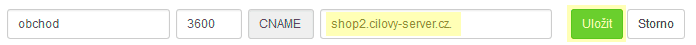 Úprava a uložení CNAME záznamu