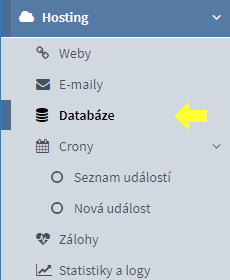 Položka Databáze