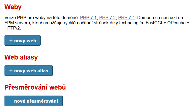 Ověření neexistence webu, aliasu nebo přesměrování